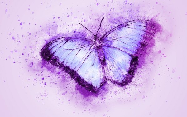 Artistic Butterfly Watercolor Purple Insect HD Wallpaper | Background Image