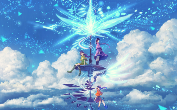 Anime Original Cloud Sky Purple Hair Boots Braid Ponytail HD Wallpaper | Background Image