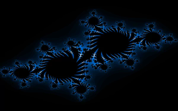Simple abstract Julia Set fractal in deep blue on black, high-detail 8K Ultra HD PC desktop wallpaper and background.