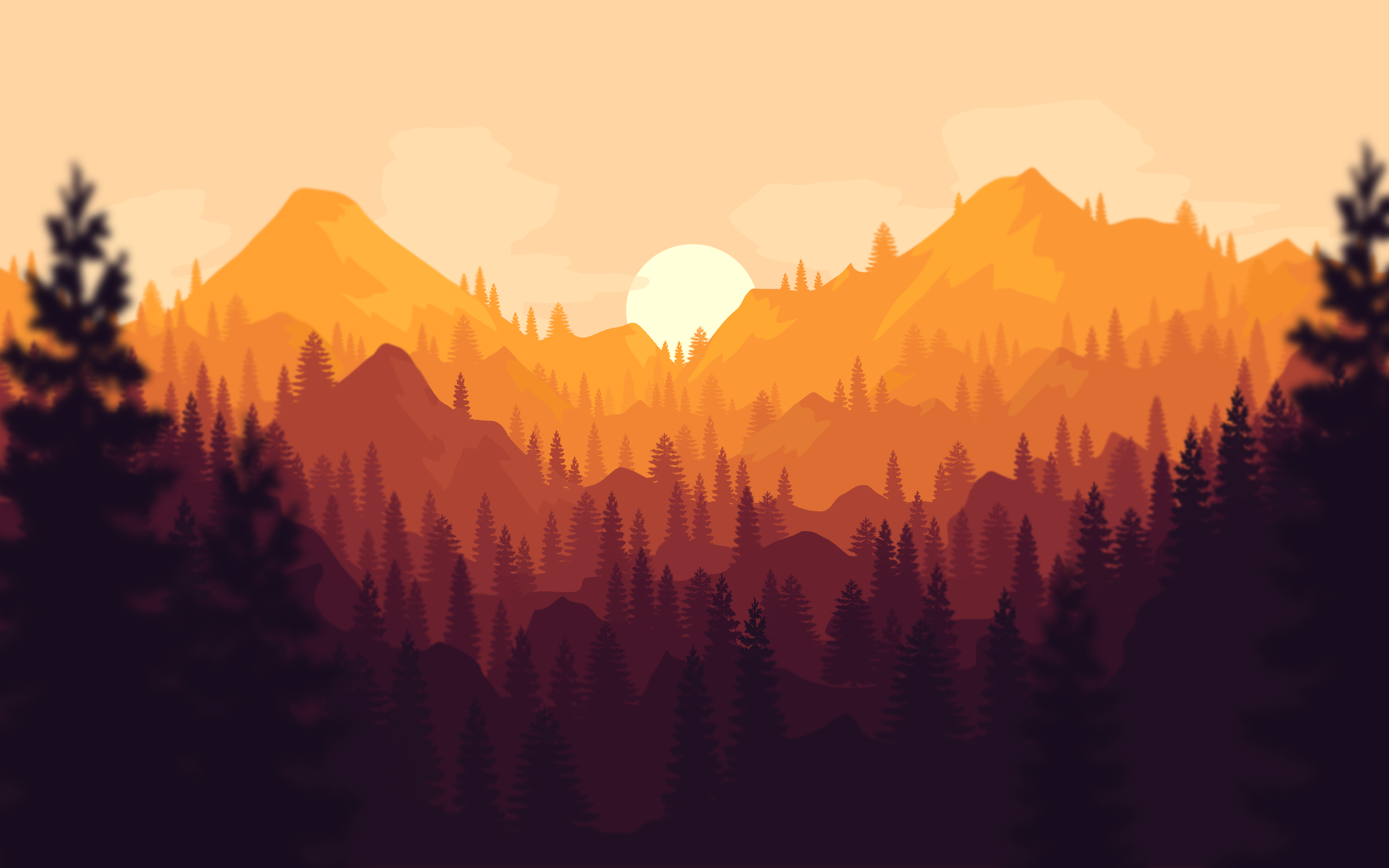 dual monitor wallpaper hd firewatch forest