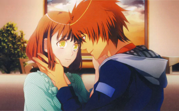 Nanami Haruka and Ittoki Otoya from Uta no Prince-sama share a tender anime moment in a 4K Ultra HD PC desktop wallpaper.