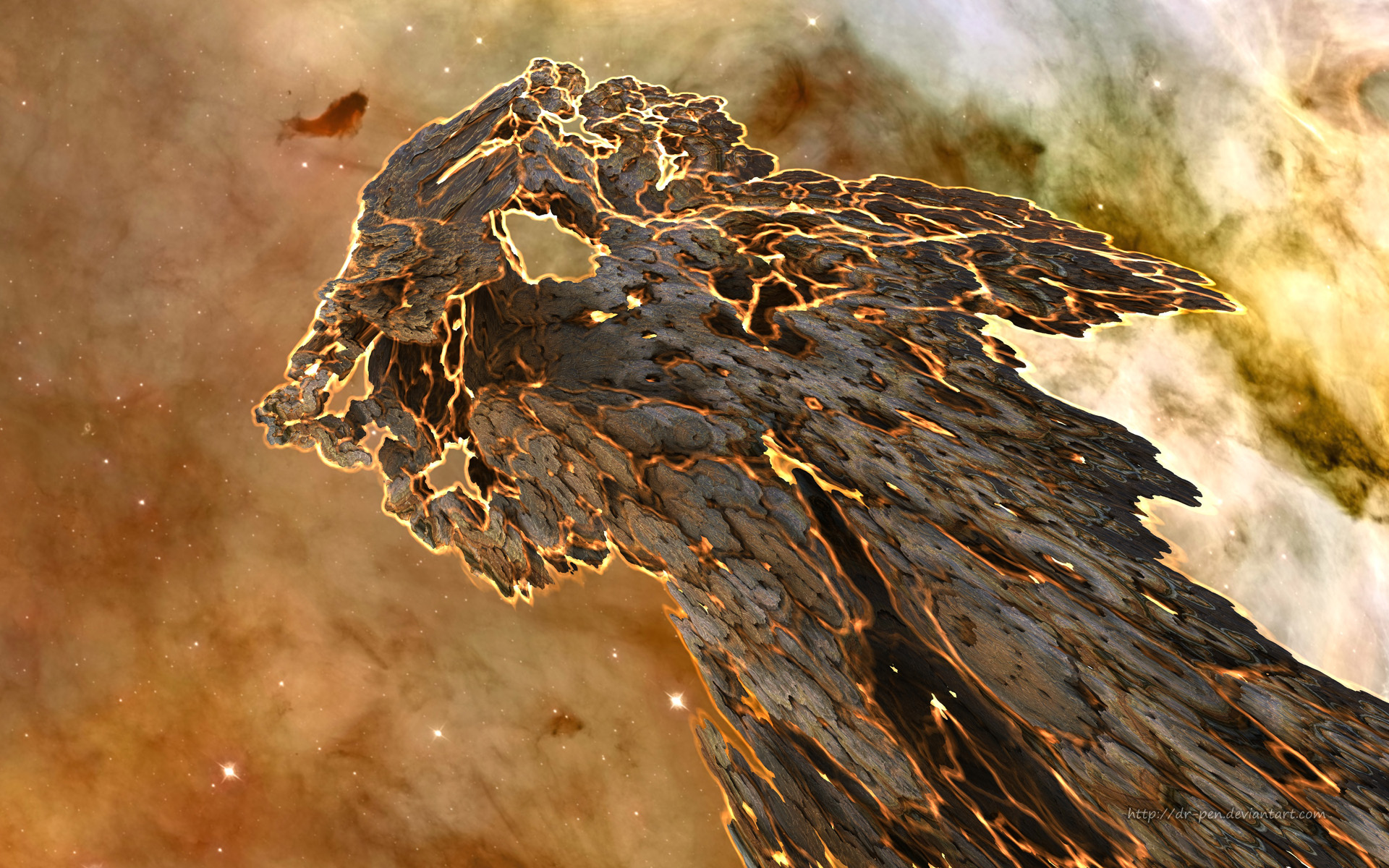 Hot Asteroid - 3d Fractal Art by Dr-Pen