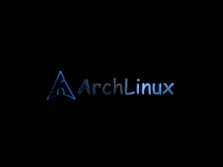 HD desktop wallpaper featuring a minimalist dark blue Arch Linux logo, highlighting technology and open-source themes.