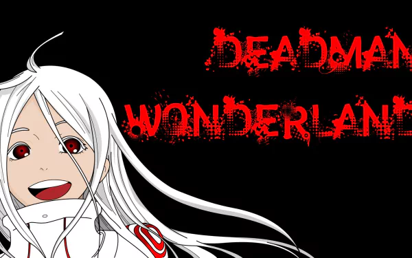HD anime desktop wallpaper featuring Shiro from Deadman Wonderland with a black background and the series title in bold red text.