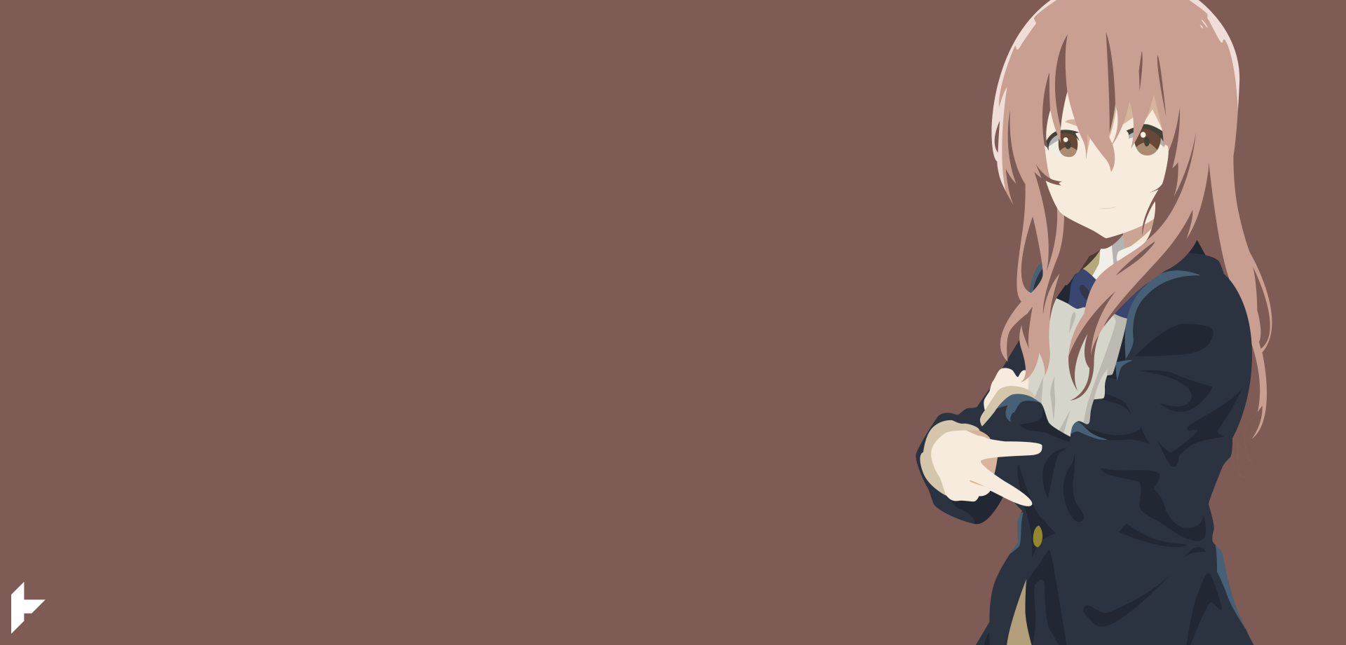 4K Ultra HD anime desktop wallpaper featuring Shouko Nishimiya from A Silent Voice against a simple brown background.