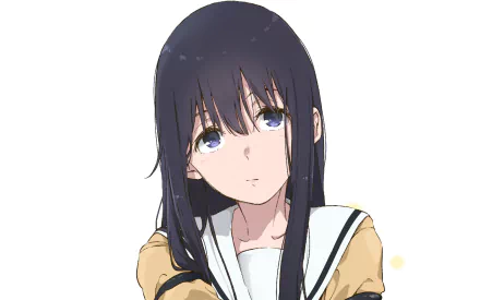 HD PC desktop wallpaper featuring Naoka Ueno from the anime A Silent Voice, depicted with long dark hair and a school uniform against a white background.