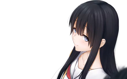 HD anime wallpaper featuring Naoka Ueno from A Silent Voice, showcasing her with long black hair and a contemplative expression against a white background.