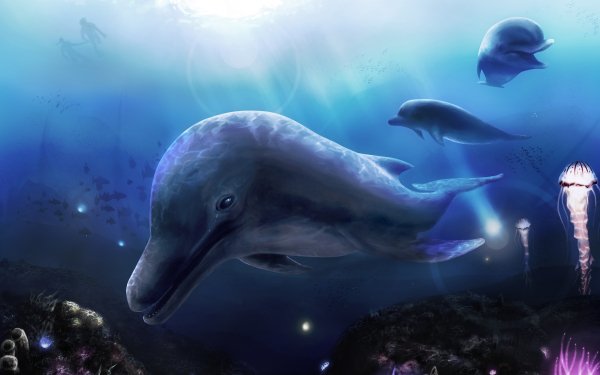 Animal Dolphin Underwater Sea Life HD Wallpaper | Background Image