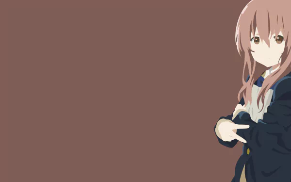4K Ultra HD anime desktop wallpaper featuring Shouko Nishimiya from A Silent Voice against a simple brown background.