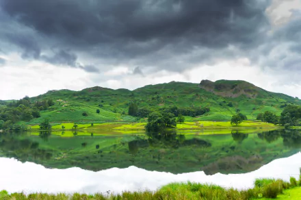 nature reflection United Kingdom England Lakes District Rydal Water lake HD Desktop Wallpaper | Background Image