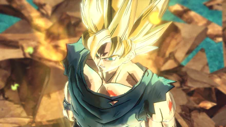 HD desktop wallpaper featuring Goku from Dragon Ball Xenoverse 2, showcasing his intense and powerful aura amidst a dynamic background.