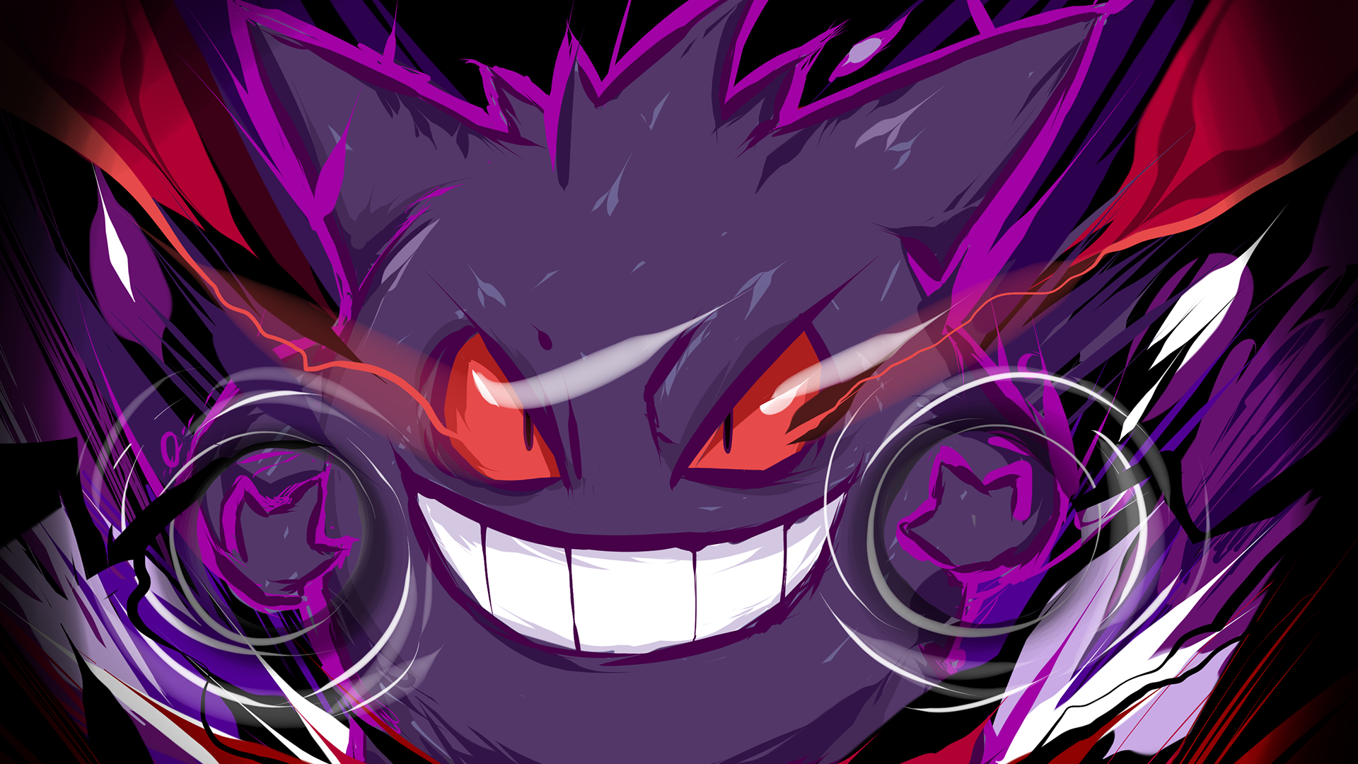 Wallpaper : pokemon, black, Gengar, purple, ghost 1920x1200