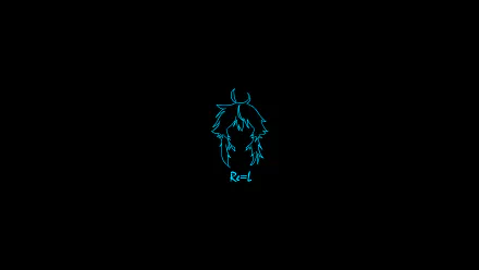 Minimalist HD PC desktop wallpaper featuring a glowing blue outline of Re=L Rayford from the anime Rokudenashi Majutsu Koushi to Akashic Records on a black background.