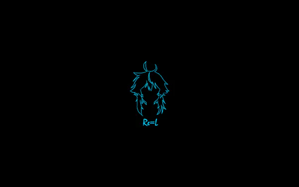 Minimalist HD PC desktop wallpaper featuring a glowing blue outline of Re=L Rayford from the anime Rokudenashi Majutsu Koushi to Akashic Records on a black background.