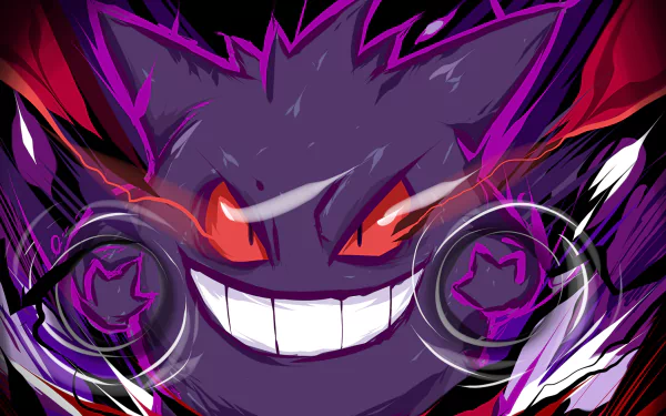 Anxionously scary looking Pokemon Gengar, creeping from distance by patrika