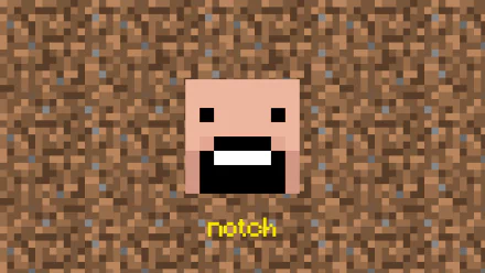 4K Ultra HD Minecraft desktop wallpaper featuring a pixelated face of Notch against a textured dirt block background.