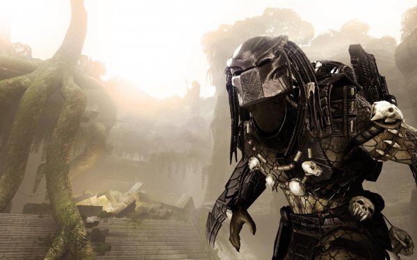 Video Game Aliens Vs. Predator Alien Predator Mask Weapon Gun Blade Necklace HD Wallpaper | Background Image