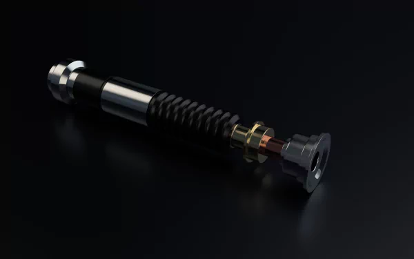 Minimalist Star Wars lightsaber rendered in 4K Ultra HD, showcasing sleek Sci-Fi design against a dark background for a striking PC desktop wallpaper.