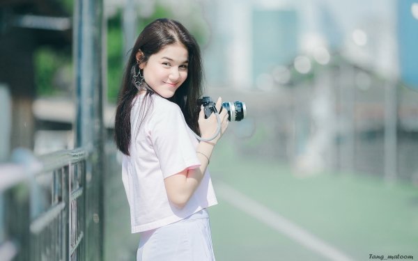 Women Asian Depth Of Field Camera Model Black Hair HD Wallpaper | Background Image
