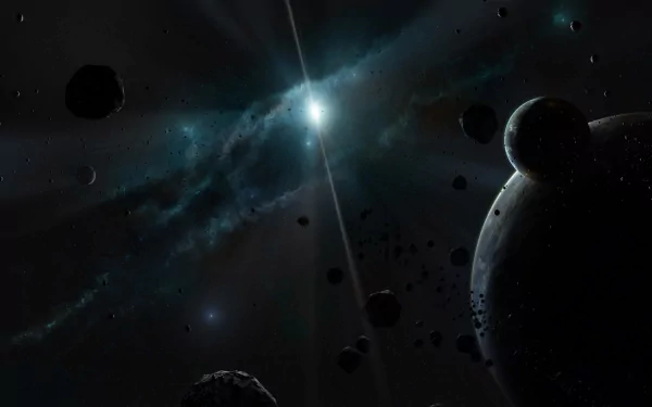 A stunning HD wallpaper featuring a galaxy with vibrant stars and planets, illuminated by a radiant quasar, encapsulating the vastness of space in a Sci-Fi scene.