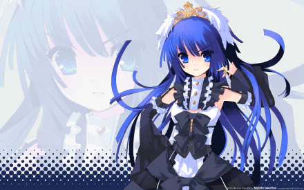 ribbon long hair blue eyes blue hair Anime Original HD Desktop Wallpaper | Background Image