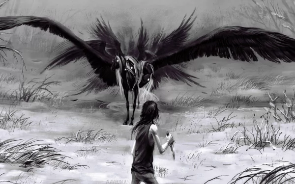 wings dagger dark creature HD Desktop Wallpaper | Background Image