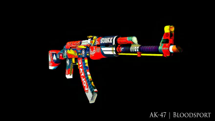 HD desktop wallpaper featuring a colorful AK-47 skin from the video game Counter-Strike: Global Offensive against a black background.