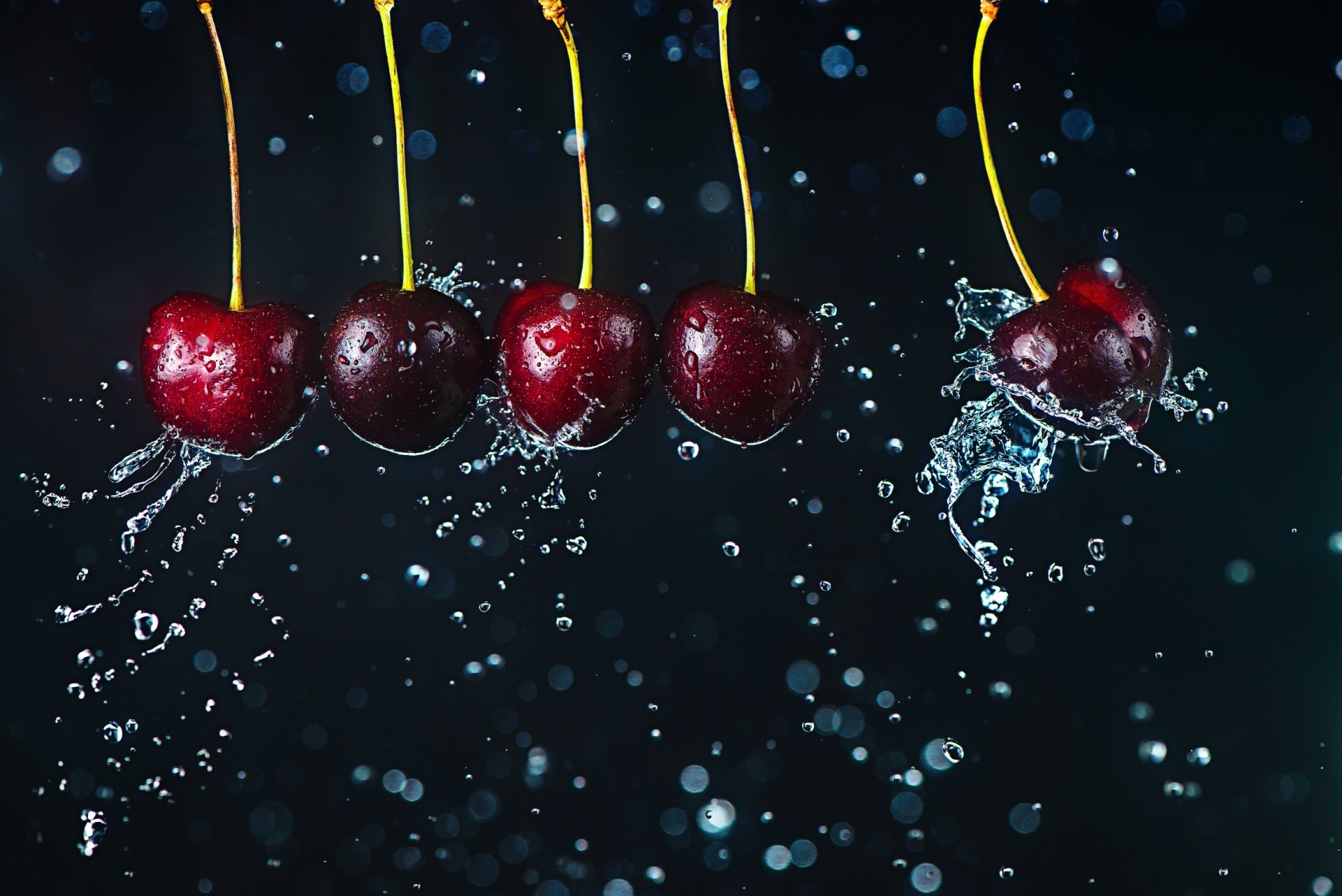 Download Water Drop Fruit Food Cherry HD Wallpaper