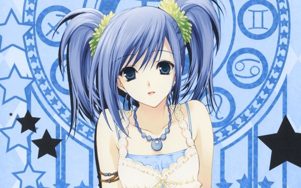 Anime Original Blue Eyes Blue Hair Short Hair Twintails HD Wallpaper | Background Image