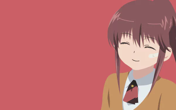 Riko Suminoe from the anime KissXSis smiles gently against a solid muted red background in this 4K Ultra HD PC desktop wallpaper.