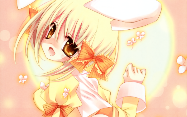 Anime Original Bunny Ears Smile Blush Short Hair bow Blonde HD Wallpaper | Background Image