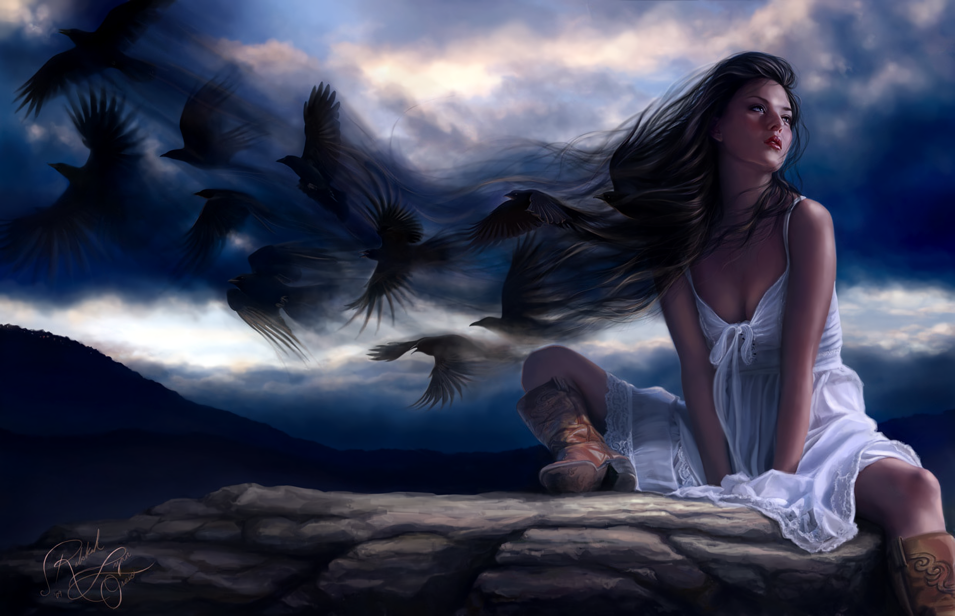 Fantasy Girl and Crows by Rebekah Lynn Osorio