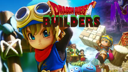 HD desktop wallpaper of Dragon Quest Builders featuring the game's characters and logo.