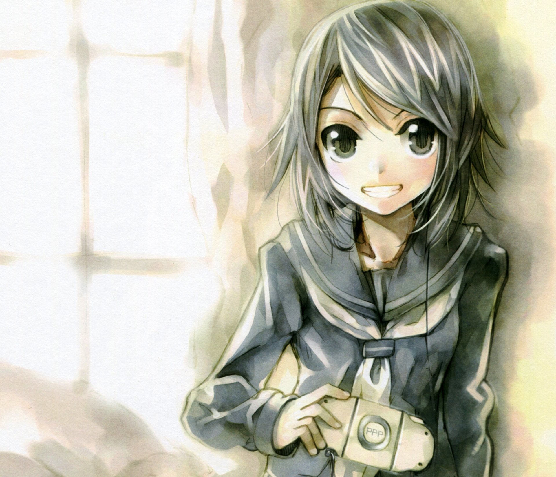 Download Black Eyes Black Hair Smile Short Hair Anime Original 4k Ultra HD Wallpaper by KEI