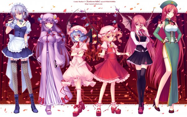 Anime Touhou Hong Meiling Flandre Scarlet Remilia Scarlet Patchouli Knowledge Sakuya Izayoi Koakuma HD Wallpaper | Background Image