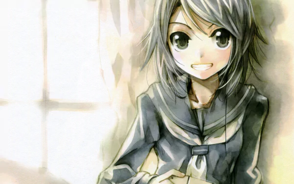 black eyes black hair smile short hair Anime Original HD Desktop Wallpaper | Background Image