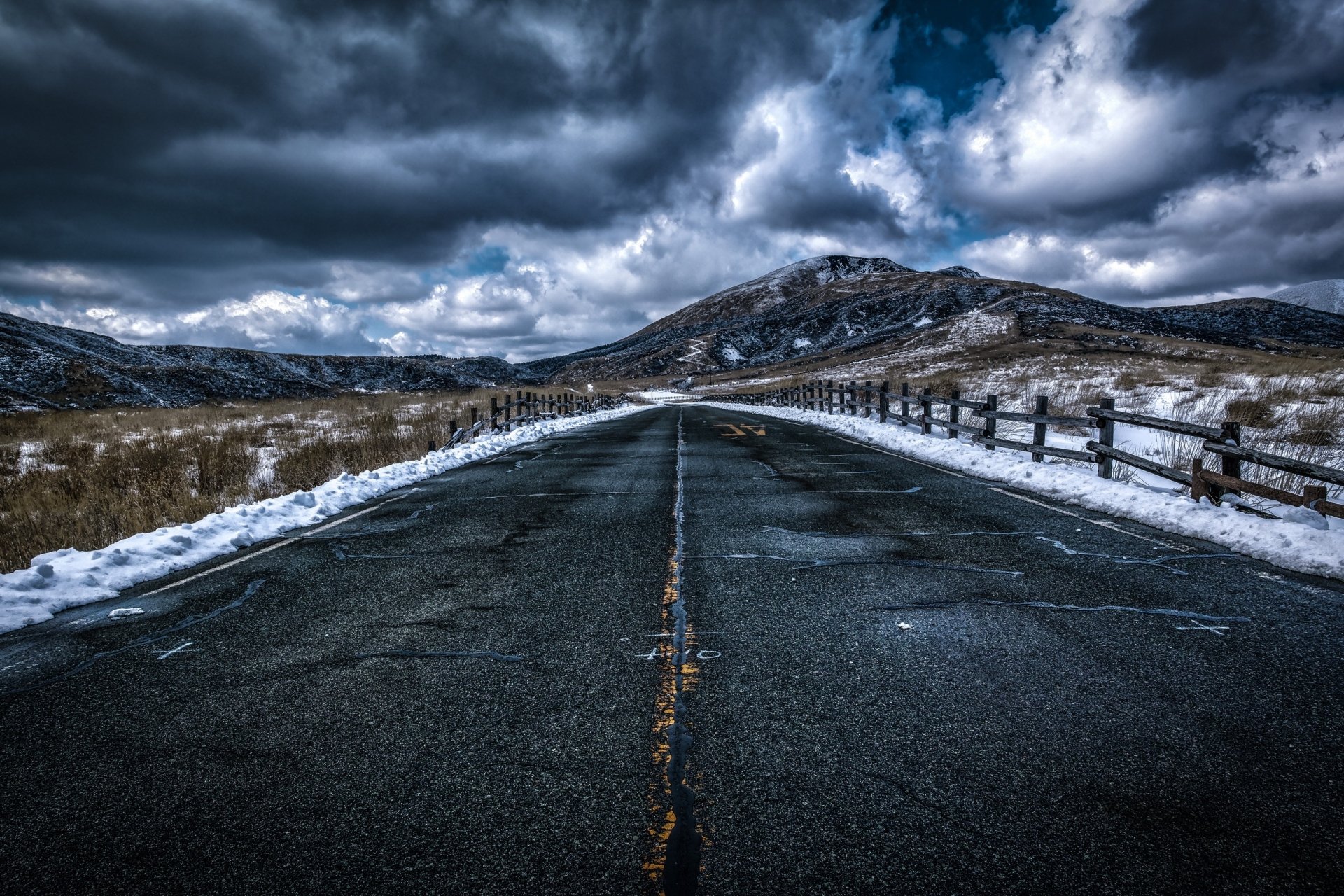 Download Winter Cloud Landscape Nature Man Made Road HD Wallpaper ...