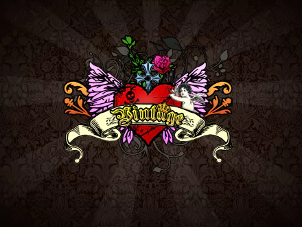 cherub cross flower wings red artistic heart HD Desktop Wallpaper | Background Image