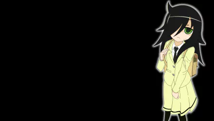 HD PC desktop wallpaper featuring Tomoko Kuroki from the anime Watamote, set against a plain black background.
