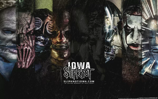 HD desktop wallpaper featuring Slipknot band members in dark, intense style representing heavy metal, industrial metal, and nu metal music genres.
