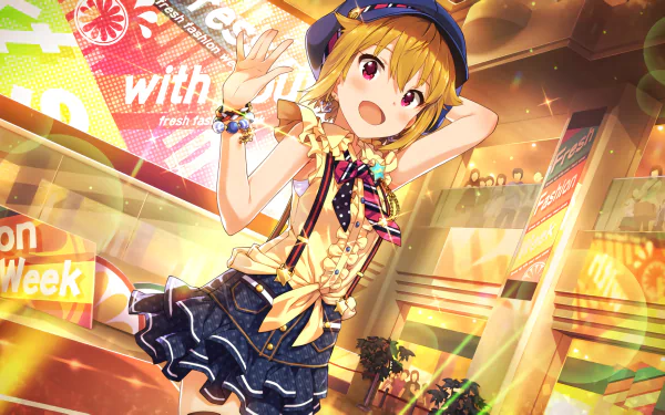 HD PC desktop wallpaper featuring Tsubasa Ibuki from THE iDOLM@STER: Million Live! in a vibrant, colorful anime style.