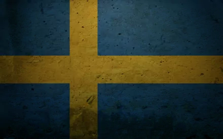 HD PC desktop wallpaper featuring the textured flag of Sweden with a bold yellow cross on a blue background.