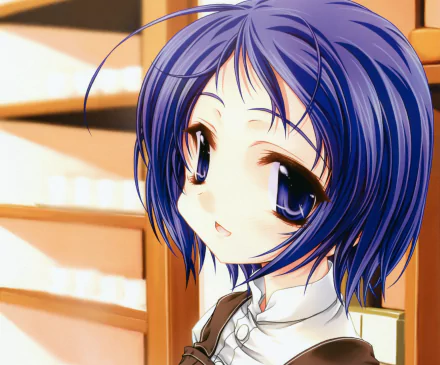 smile blue eyes blue hair short hair Anime Original HD Desktop Wallpaper | Background Image