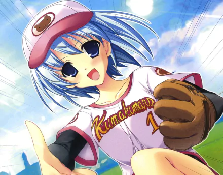 blush smile blue eyes blue hair short hair Anime Original HD Desktop Wallpaper | Background Image