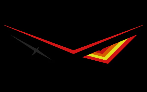 HD PC desktop wallpaper featuring a minimalist, stylized close-up of Senketsu from the anime Kill la Kill with bold red, yellow, and black colors.