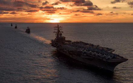 sunset horizon aircraft carrier warship military USS Ronald Reagan (CVN-76) HD Desktop Wallpaper | Background Image