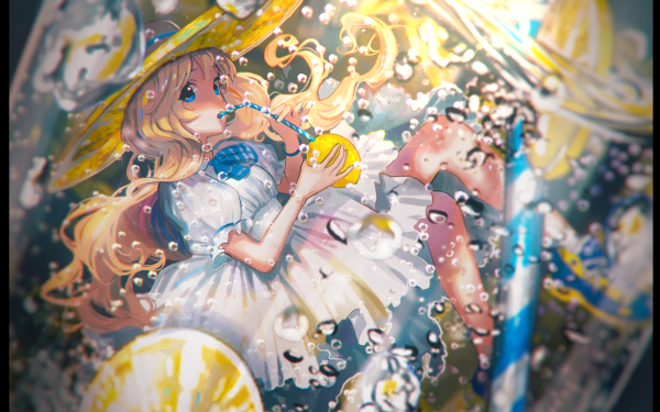 Anime Original Blonde Water Lemonade HD Wallpaper | Background Image