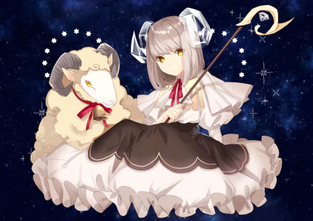 staff star sheep blonde Anime Original HD Desktop Wallpaper | Background Image