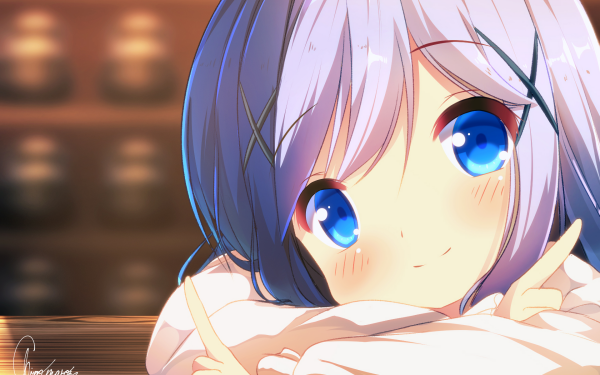 Anime Is the Order a Rabbit? Chino Kafū Blue Eyes White Hair HD Wallpaper | Background Image