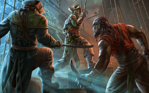 Fantasy Pirate Sword Warrior Ship Knife HD Wallpaper | Background Image